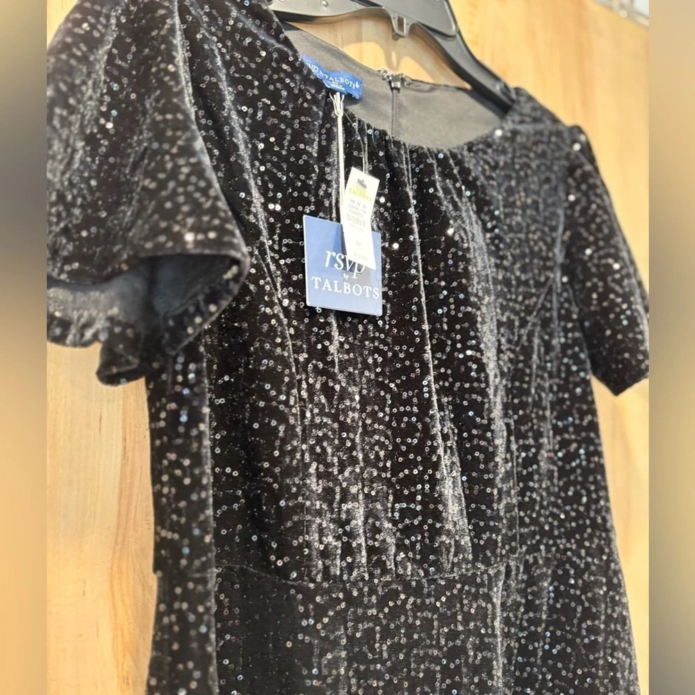 NWT Talbots RSVP VELVET SEQUINED FIT & FLARE DRESS 6P